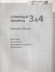 Tapestry Listening and Speaking 3 and 4 Instructor's Manual - Helen Kalkstein Fragiadakis