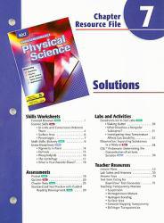 Holt Science Spectrum: Physical Science Chapter Resource File Chapter 7 Sol - Holt rinehart